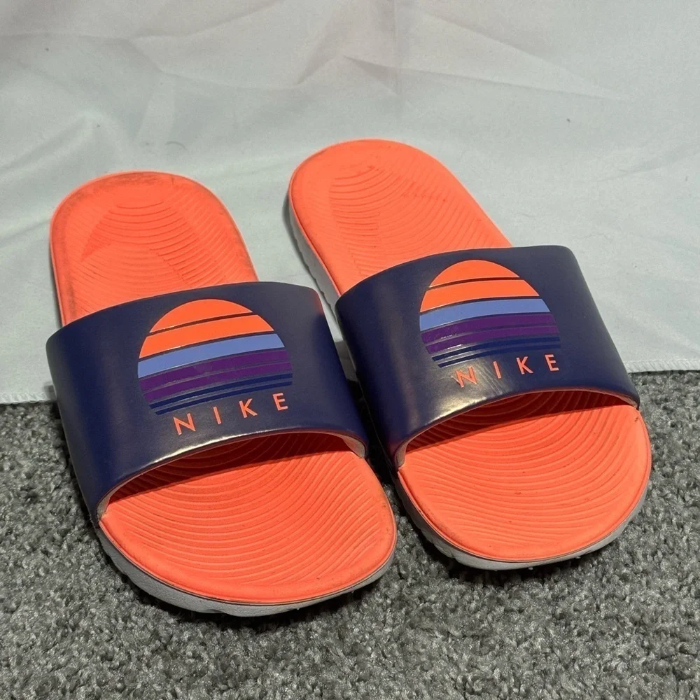 Nike Kawa Sandals Youth Size 5Y Purple Dust Mango Slides